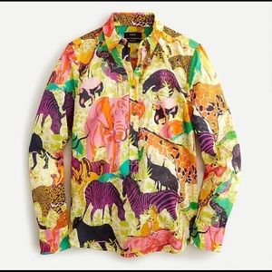 J Crew Animal Print Popover Shirt